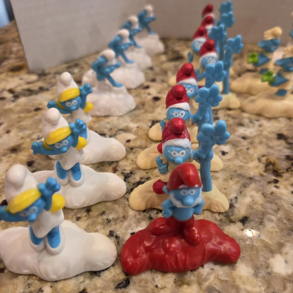 Lot Of 36 Smurf Cupcake Cake Toppers Decor Plastic Birthday Party Smurfette